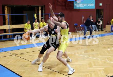 Basketball 2. Liga 2024/2025. Playoffs. VF1.   Woerthersee Piraten gegen Mattersburg Rocks.    Marin Sliskovic (Piraten),  Asdren Drew Koka  (Mattersburg Rocks). Klagenfurt, am 15.3.2025.
Foto: Kuess


---
pressefotos, pressefotografie, kuess, qs, qspictures, sport, bild, bilder, bilddatenbank