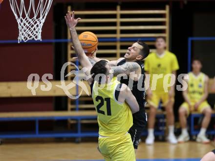 Basketball 2. Liga 2024/2025. Playoffs. VF1.   Woerthersee Piraten gegen Mattersburg Rocks.    Marin Sliskovic (Piraten),  Petar Zivkovic  (Mattersburg Rocks). Klagenfurt, am 15.3.2025.
Foto: Kuess


---
pressefotos, pressefotografie, kuess, qs, qspictures, sport, bild, bilder, bilddatenbank