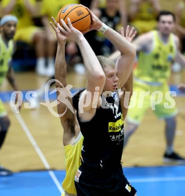 Basketball 2. Liga 2024/2025. Playoffs. VF1.   Woerthersee Piraten gegen Mattersburg Rocks.     Asdren Drew Koka   (Mattersburg Rocks). Klagenfurt, am 15.3.2025.
Foto: Kuess


---
pressefotos, pressefotografie, kuess, qs, qspictures, sport, bild, bilder, bilddatenbank