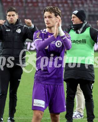 Fussball Bundesliga. SK Austria Klagenfurt gegen Altach.  Philipp Wydra (Klagenfurt), Kosmas Gkezos. Klagenfurt, am 16.3..2025.
Foto: Kuess
---
pressefotos, pressefotografie, kuess, qs, qspictures, sport, bild, bilder, bilddatenbank