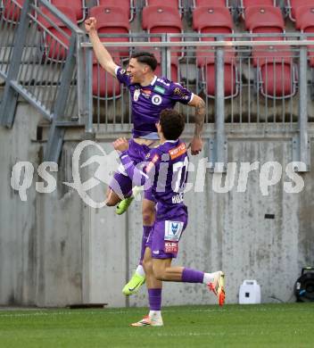 Fussball Bundesliga. SK Austria Klagenfurt gegen Altach. Torjubel David Toshevski (Klagenfurt). Klagenfurt, am 16.3..2025.
Foto: Kuess
---
pressefotos, pressefotografie, kuess, qs, qspictures, sport, bild, bilder, bilddatenbank