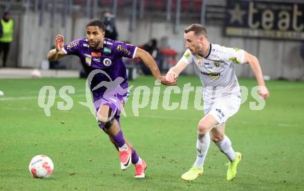 Fussball Bundesliga. SK Austria Klagenfurt gegen Altach.  Keanan Bennetts (Klagenfurt), Mike Steven Baehre  (Altach). Klagenfurt, am 16.3..2025.
Foto: Kuess
---
pressefotos, pressefotografie, kuess, qs, qspictures, sport, bild, bilder, bilddatenbank