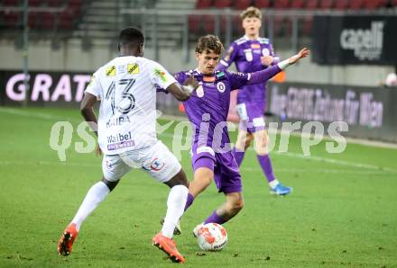 Fussball Bundesliga. SK Austria Klagenfurt gegen Altach.  Philipp Wydra (Klagenfurt), Djawal Kaida (Altach). Klagenfurt, am 16.3..2025.
Foto: Kuess
---
pressefotos, pressefotografie, kuess, qs, qspictures, sport, bild, bilder, bilddatenbank