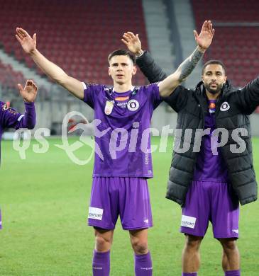 Fussball Bundesliga. SK Austria Klagenfurt gegen Altach.   David Toshevski (Klagenfurt), Kosmas Gkezos. Klagenfurt, am 16.3..2025.
Foto: Kuess
---
pressefotos, pressefotografie, kuess, qs, qspictures, sport, bild, bilder, bilddatenbank