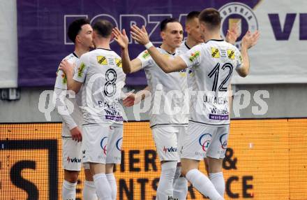Fussball Bundesliga. SK Austria Klagenfurt gegen Altach.  Torjubel Lukas Fridrikas  (Altach). Klagenfurt, am 16.3..2025.
Foto: Kuess
---
pressefotos, pressefotografie, kuess, qs, qspictures, sport, bild, bilder, bilddatenbank