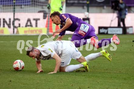Fussball Bundesliga. SK Austria Klagenfurt gegen Altach.  Christopher Wernitznig (Klagenfurt), Mike Steven Baehre  (Altach). Klagenfurt, am 16.3..2025.
Foto: Kuess
---
pressefotos, pressefotografie, kuess, qs, qspictures, sport, bild, bilder, bilddatenbank