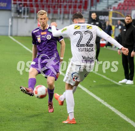 Fussball Bundesliga. SK Austria Klagenfurt gegen Altach.  Christopher Cvetko (Klagenfurt), Pascal Juan Estrada (Altach). Klagenfurt, am 16.3..2025.
Foto: Kuess
---
pressefotos, pressefotografie, kuess, qs, qspictures, sport, bild, bilder, bilddatenbank