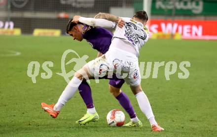 Fussball Bundesliga. SK Austria Klagenfurt gegen Altach. David Toshevski  (Klagenfurt), Pascal Juan Estrada  (Altach). Klagenfurt, am 16.3..2025.
Foto: Kuess
---
pressefotos, pressefotografie, kuess, qs, qspictures, sport, bild, bilder, bilddatenbank