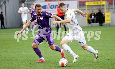 Fussball Bundesliga. SK Austria Klagenfurt gegen Altach. Christopher Wernitznig  (Klagenfurt), Leonardo Lukacevic (Altach). Klagenfurt, am 16.3..2025.
Foto: Kuess
---
pressefotos, pressefotografie, kuess, qs, qspictures, sport, bild, bilder, bilddatenbank