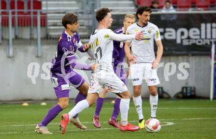 Fussball Bundesliga. SK Austria Klagenfurt gegen Altach.  Thorsten Mahrer (Klagenfurt), Dijon Kameri  (Altach). Klagenfurt, am 16.3..2025.
Foto: Kuess
---
pressefotos, pressefotografie, kuess, qs, qspictures, sport, bild, bilder, bilddatenbank