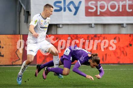 Fussball Bundesliga. SK Austria Klagenfurt gegen Altach.  Niklas Szerencsi (Klagenfurt), Florian Dietz  (Altach). Klagenfurt, am 16.3..2025.
Foto: Kuess
---
pressefotos, pressefotografie, kuess, qs, qspictures, sport, bild, bilder, bilddatenbank