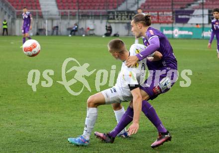 Fussball Bundesliga. SK Austria Klagenfurt gegen Altach. Niklas Szerencsi  (Klagenfurt), Florian Dietz  (Altach). Klagenfurt, am 16.3..2025.
Foto: Kuess
---
pressefotos, pressefotografie, kuess, qs, qspictures, sport, bild, bilder, bilddatenbank