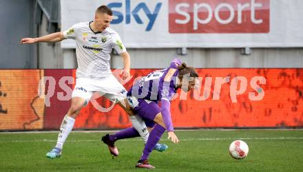 Fussball Bundesliga. SK Austria Klagenfurt gegen Altach.  Niklas Szerencsi (Klagenfurt), Florian Dietz (Altach). Klagenfurt, am 16.3..2025.
Foto: Kuess
---
pressefotos, pressefotografie, kuess, qs, qspictures, sport, bild, bilder, bilddatenbank
