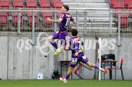 Fussball Bundesliga. SK Austria Klagenfurt gegen Altach. Torjubel David Toshevski  (Klagenfurt) Klagenfurt, am 16.3..2025.
Foto: Kuess
---
pressefotos, pressefotografie, kuess, qs, qspictures, sport, bild, bilder, bilddatenbank