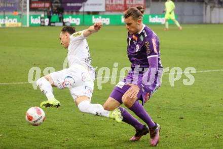 Fussball Bundesliga. SK Austria Klagenfurt gegen Altach.  Niklas Szerencsi (Klagenfurt), Lukas Fridrikas  (Altach). Klagenfurt, am 16.3..2025.
Foto: Kuess
---
pressefotos, pressefotografie, kuess, qs, qspictures, sport, bild, bilder, bilddatenbank