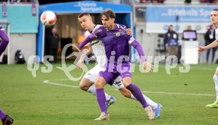Fussball Bundesliga. SK Austria Klagenfurt gegen Altach.  Thorsten Mahrer (Klagenfurt), Florian Dietz (Altach). Klagenfurt, am 16.3..2025.
Foto: Kuess
---
pressefotos, pressefotografie, kuess, qs, qspictures, sport, bild, bilder, bilddatenbank