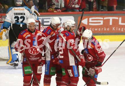 Eishockey ICE Bundesliga. KAC gegen Linz. Torjubel Daniel Obersteiner, Thomas Hundertpfund , Mathias From (KAC) . Klagenfurt, am 23.3.2025
Foto: Kuess
---
pressefotos, pressefotografie, kuess, qs, qspictures, sport, bild, bilder, bilddatenbank
