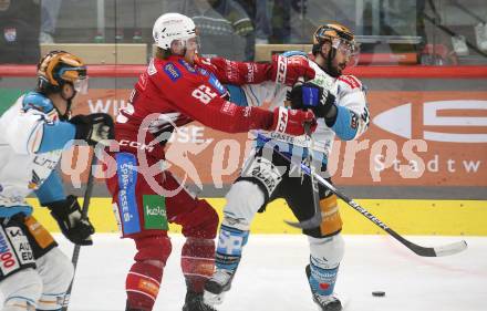 Eishockey ICE Bundesliga. KAC gegen Linz. Thimo Nickl   (KAC), Andreas Kristler (Linz) . Klagenfurt, am 23.3.2025
Foto: Kuess
---
pressefotos, pressefotografie, kuess, qs, qspictures, sport, bild, bilder, bilddatenbank
