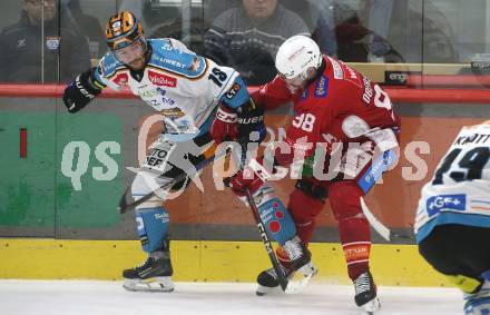 Eishockey ICE Bundesliga. KAC gegen Linz. Daniel Obersteiner (KAC), Ken Ograjensek (Linz) . Klagenfurt, am 23.3.2025
Foto: Kuess
---
pressefotos, pressefotografie, kuess, qs, qspictures, sport, bild, bilder, bilddatenbank