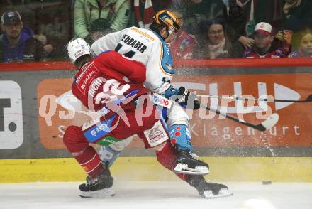 Eishockey ICE Bundesliga. KAC gegen Linz. Thimo Nickl (KAC), Henrik Neubauer (Linz) . Klagenfurt, am 23.3.2025
Foto: Kuess
---
pressefotos, pressefotografie, kuess, qs, qspictures, sport, bild, bilder, bilddatenbank