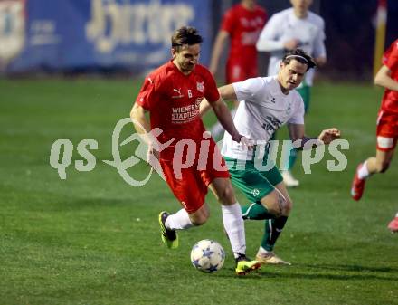 Fussball Kaerntner Liga. KAC gegen Voelkermarkt.  Peter Pucker (KAC),  Raphael Lukas Kulterer  (Voelkermarkt).  Klagenfurt, am 28.3.2024.
Foto: Kuess
---
pressefotos, pressefotografie, kuess, qs, qspictures, sport, bild, bilder, bilddatenbank
