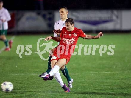 Fussball Kaerntner Liga. KAC gegen Voelkermarkt.  Alexander Maximinian Bergmann (KAC), Robert Matic  (Voelkermarkt).  Klagenfurt, am 28.3.2024.
Foto: Kuess
---
pressefotos, pressefotografie, kuess, qs, qspictures, sport, bild, bilder, bilddatenbank