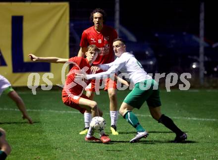 Fussball Kaerntner Liga. KAC gegen Voelkermarkt.  Maximilian Leipold (KAC),  Robert Matic  (Voelkermarkt).  Klagenfurt, am 28.3.2024.
Foto: Kuess
---
pressefotos, pressefotografie, kuess, qs, qspictures, sport, bild, bilder, bilddatenbank