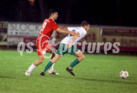 Fussball Kaerntner Liga. KAC gegen Voelkermarkt.  Mihret Topcagic (KAC),  Lukas Urnik  (Voelkermarkt).  Klagenfurt, am 28.3.2024.
Foto: Kuess
---
pressefotos, pressefotografie, kuess, qs, qspictures, sport, bild, bilder, bilddatenbank