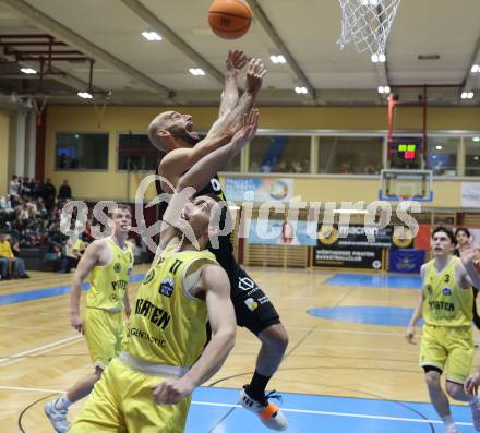 Basketball 2. Liga 2024/2025. Playoffs. VF3.   Woerthersee Piraten gegen Mattersburg Rocks.    Andreas Nuck (Piraten),  Dominik Alturban  (Mattersburg Rocks). Klagenfurt, am 29.3.2025.
Foto: Kuess


---
pressefotos, pressefotografie, kuess, qs, qspictures, sport, bild, bilder, bilddatenbank