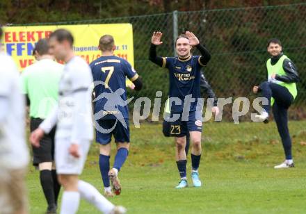 Fussball. Kaerntner Liga. Velden gegen Koettmannsdorf.   Torjubel Lukas Alfred Sadnik, 
 (Velden),  Velden, 29.3.2025
Foto: Kuess
---
pressefotos, pressefotografie, kuess, qs, qspictures, sport, bild, bilder, bilddatenbank