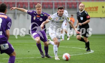 Fussball Bundesliga. SK Austria Klagenfurt gegen Altach.  Martin Hinteregger (Klagenfurt) Alexander Gorgon (Altach). Klagenfurt, am 5.4.2025.
Foto: Kuess
---
pressefotos, pressefotografie, kuess, qs, qspictures, sport, bild, bilder, bilddatenbank