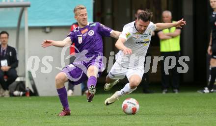 Fussball Bundesliga. SK Austria Klagenfurt gegen Altach.  Christopher CVvtko (Klagenfurt) Alexander Gorgon (Altach). Klagenfurt, am 5.4.2025.
Foto: Kuess
---
pressefotos, pressefotografie, kuess, qs, qspictures, sport, bild, bilder, bilddatenbank