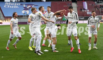Fussball Bundesliga. SK Austria Klagenfurt gegen Altach.  Jubel (Altach). Klagenfurt, am 5.4.2025.
Foto: Kuess
---
pressefotos, pressefotografie, kuess, qs, qspictures, sport, bild, bilder, bilddatenbank