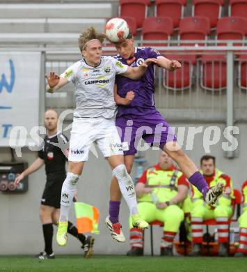 Fussball Bundesliga. SK Austria Klagenfurt gegen Altach.  Matteo Kitz (Klagenfurt) Paul-Friedrich Koller  (Altach). Klagenfurt, am 5.4.2025.
Foto: Kuess
---
pressefotos, pressefotografie, kuess, qs, qspictures, sport, bild, bilder, bilddatenbank