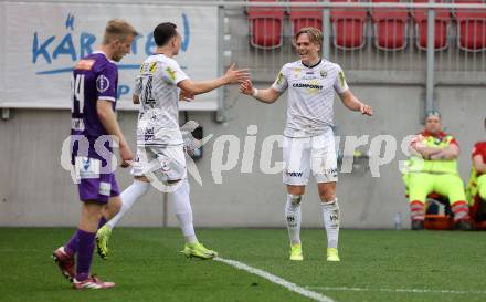 Fussball Bundesliga. SK Austria Klagenfurt gegen Altach.   Torjubel Paul-Friedrich Koller  (Altach). Klagenfurt, am 5.4.2025.
Foto: Kuess
---
pressefotos, pressefotografie, kuess, qs, qspictures, sport, bild, bilder, bilddatenbank