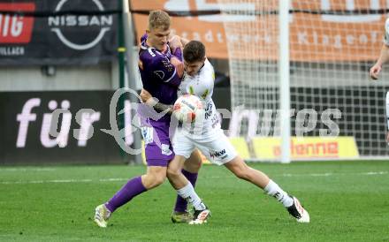 Fussball Bundesliga. SK Austria Klagenfurt gegen Altach.  Nicolas Binder (Klagenfurt) Sandro Ingolitsch  (Altach). Klagenfurt, am 5.4.2025.
Foto: Kuess
---
pressefotos, pressefotografie, kuess, qs, qspictures, sport, bild, bilder, bilddatenbank
