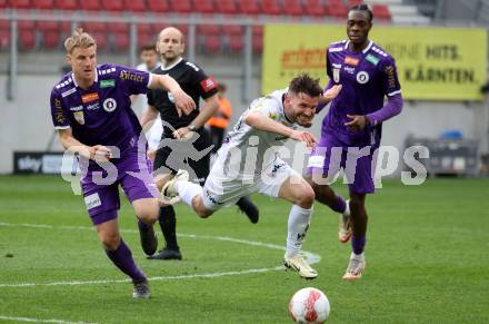 Fussball Bundesliga. SK Austria Klagenfurt gegen Altach.  Martin Hinteregger (Klagenfurt) Alexander Gorgon  (Altach). Klagenfurt, am 5.4.2025.
Foto: Kuess
---
pressefotos, pressefotografie, kuess, qs, qspictures, sport, bild, bilder, bilddatenbank