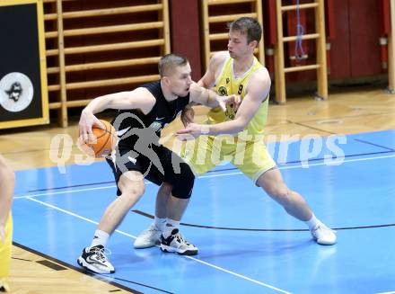 Basketball 2. Liga 2024/2025. Playoffs. SF2.   Woerthersee Piraten gegen RAIDERS Tirol    Elvis Keric (Piraten), Edgars Kaufmanis   (Tirol). Klagenfurt, am 4.5.2025.
Foto: Kuess


---
pressefotos, pressefotografie, kuess, qs, qspictures, sport, bild, bilder, bilddatenbank