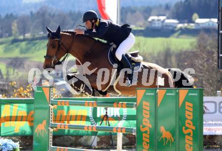 Reiten. Reitsport. Alpenspan Grand Prix. Fritz Kogelnig jun. auf BG Rio van de Groenhave.   St. Margarethen im Lavanttal, am 6.4.2025.
Foto: Kuess 
---
pressefotos, pressefotografie, kuess, qs, qspictures, sport, bild, bilder, bilddatenbank