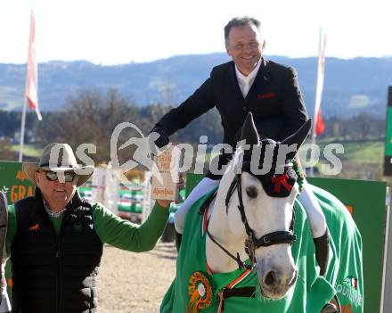 Reiten. Reitsport. Alpenspan Grand Prix. Thomas Fruehmann, Markus Saurugg auf Obora s Crunchy Nul.   St. Margarethen im Lavanttal, am 6.4.2025.
Foto: Kuess 
---
pressefotos, pressefotografie, kuess, qs, qspictures, sport, bild, bilder, bilddatenbank