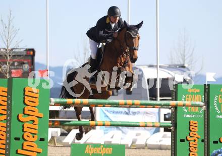 Reiten. Reitsport. Alpenspan Grand Prix. Fritz Kogelnig jun. auf BG Rio van de Groenhave.   St. Margarethen im Lavanttal, am 6.4.2025.
Foto: Kuess 
---
pressefotos, pressefotografie, kuess, qs, qspictures, sport, bild, bilder, bilddatenbank
