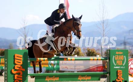 Reiten. Reitsport. Alpenspan Grand Prix. Fritz Kogelnig jun. auf BG Rio van de Groenhave.   St. Margarethen im Lavanttal, am 6.4.2025.
Foto: Kuess 
---
pressefotos, pressefotografie, kuess, qs, qspictures, sport, bild, bilder, bilddatenbank