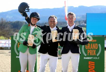 Reiten. Reitsport. Alpenspan Grand Prix. Lena Binder, Markus Saurugg, Thomas Himmelmayer.   St. Margarethen im Lavanttal, am 6.4.2025.
Foto: Kuess 
---
pressefotos, pressefotografie, kuess, qs, qspictures, sport, bild, bilder, bilddatenbank