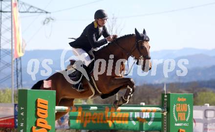 Reiten. Reitsport. Alpenspan Grand Prix. Fritz Kogelnig jun. auf BG Rio van de Groenhave.   St. Margarethen im Lavanttal, am 6.4.2025.
Foto: Kuess 
---
pressefotos, pressefotografie, kuess, qs, qspictures, sport, bild, bilder, bilddatenbank