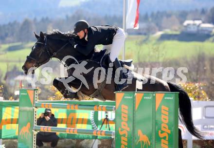 Reiten. Reitsport. Alpenspan Grand Prix. Jannik Domaingo auf Gershwin S,    St. Margarethen im Lavanttal, am 6.4.2025.
Foto: Kuess 
---
pressefotos, pressefotografie, kuess, qs, qspictures, sport, bild, bilder, bilddatenbank