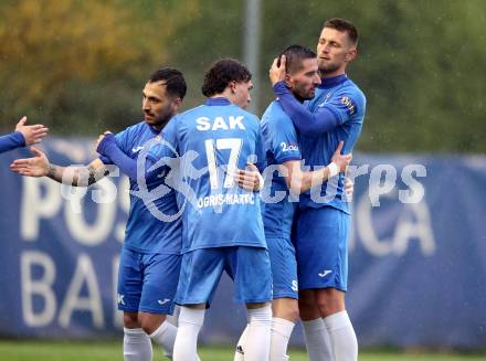 Fussball Kaerntner Liga. SAK gegen KAC.  Torjubel Hrvoje Jakovljevic (SAK),  Klagenfurt, am 17.4.2025.
Foto: Kuess
---
pressefotos, pressefotografie, kuess, qs, qspictures, sport, bild, bilder, bilddatenbank