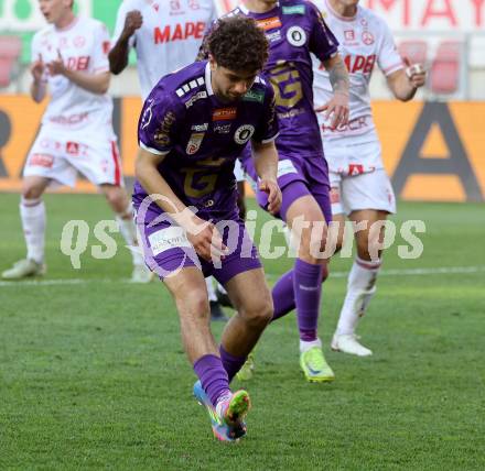 Fussball Bundesliga. SK Austria Klagenfurt gegen GAK.  Ben Bobzieni  (Klagenfurt),. Klagenfurt, am 19.4.2025.
Foto: Kuess
---
pressefotos, pressefotografie, kuess, qs, qspictures, sport, bild, bilder, bilddatenbank
