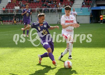 Fussball Bundesliga. SK Austria Klagenfurt gegen GAK. Tobias Koch  (Klagenfurt), Zeteny Jano  (GAK). Klagenfurt, am 19.4.2025.
Foto: Kuess
www.qspictures.net
---
pressefotos, pressefotografie, kuess, qs, qspictures, sport, bild, bilder, bilddatenbank