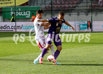 Fussball Bundesliga. SK Austria Klagenfurt gegen GAK.  Tobias Koch (Klagenfurt),  Antonio Tikvic (GAK). Klagenfurt, am 19.4.2025.
Foto: Kuess
www.qspictures.net
---
pressefotos, pressefotografie, kuess, qs, qspictures, sport, bild, bilder, bilddatenbank