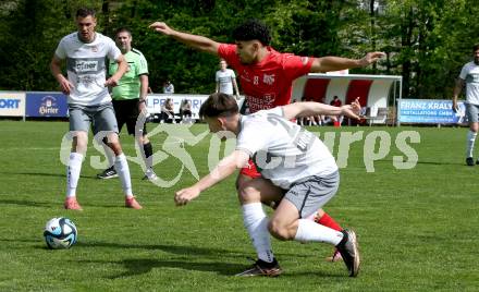 Fussball 1. Klasse C. KAC 1909 Juniors gegen Maria Saal. Sebastian Salama (KAC),  David Hoelbling  (Maria Saal). Klagenfurt, am 20..4.2025.
Foto: Kuess
www.qspictures.net
---
pressefotos, pressefotografie, kuess, qs, qspictures, sport, bild, bilder, bilddatenbank